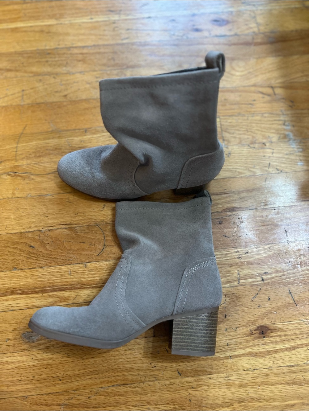 White Mountain Taupe Slouch Suede Ankle Boots